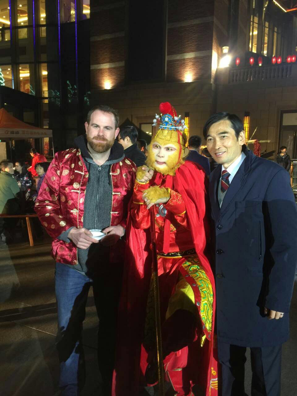 Teacher Andrew with the Monkey King Chinese New Year celebrations in 2016