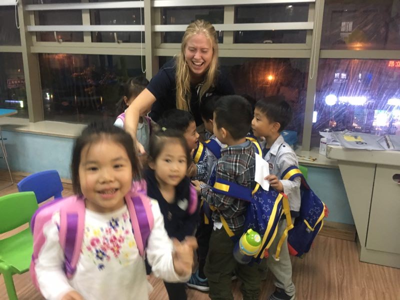 TEFL teacher Emma with her students at EF Shanghai