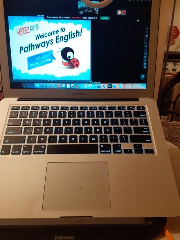 Class screenshot at Pathways English on laptop